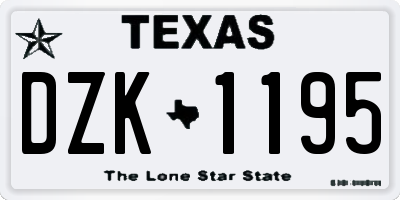 TX license plate DZK1195