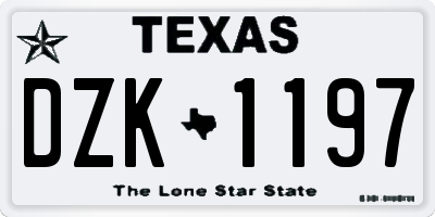 TX license plate DZK1197