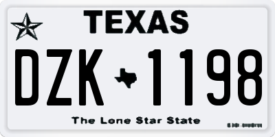 TX license plate DZK1198