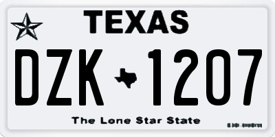 TX license plate DZK1207