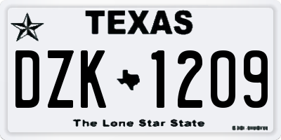 TX license plate DZK1209