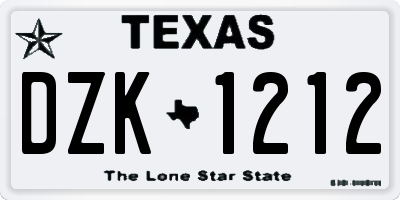 TX license plate DZK1212