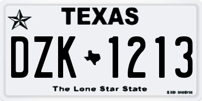 TX license plate DZK1213