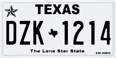 TX license plate DZK1214