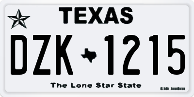 TX license plate DZK1215