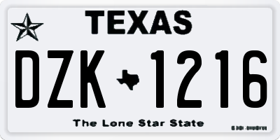 TX license plate DZK1216