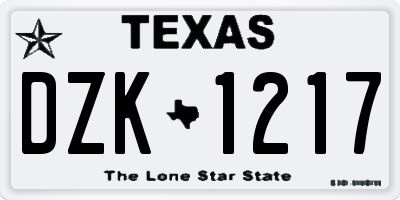 TX license plate DZK1217