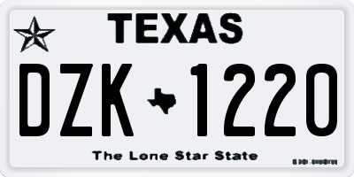 TX license plate DZK1220