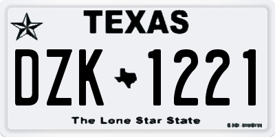TX license plate DZK1221