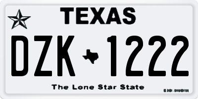 TX license plate DZK1222