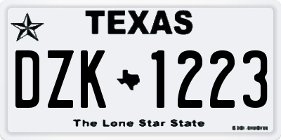 TX license plate DZK1223