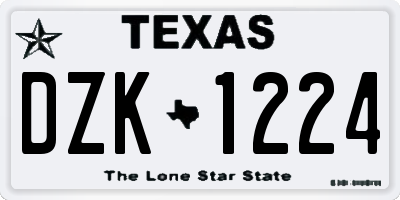 TX license plate DZK1224
