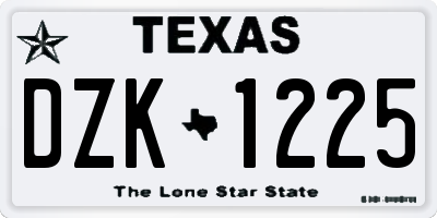 TX license plate DZK1225
