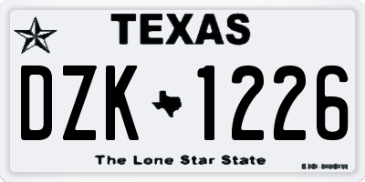 TX license plate DZK1226