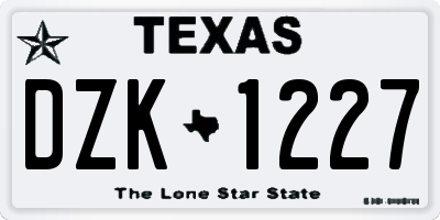 TX license plate DZK1227