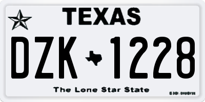 TX license plate DZK1228
