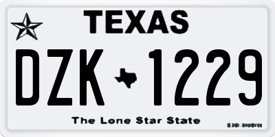TX license plate DZK1229