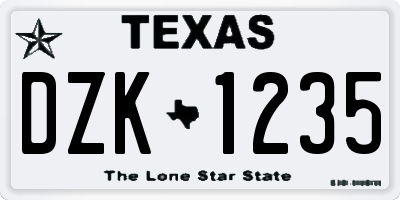 TX license plate DZK1235