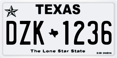 TX license plate DZK1236