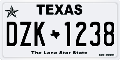 TX license plate DZK1238