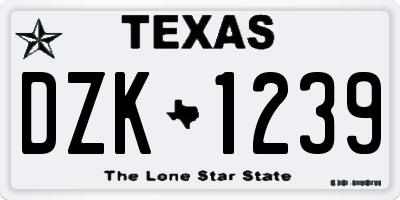 TX license plate DZK1239