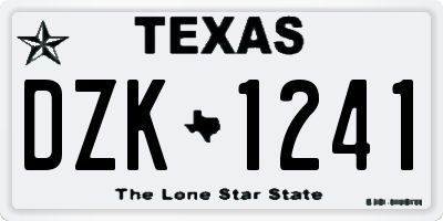 TX license plate DZK1241