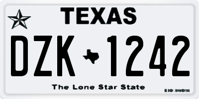 TX license plate DZK1242
