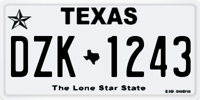 TX license plate DZK1243