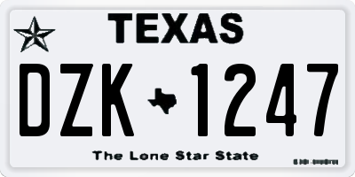 TX license plate DZK1247