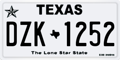 TX license plate DZK1252