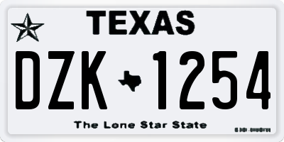 TX license plate DZK1254