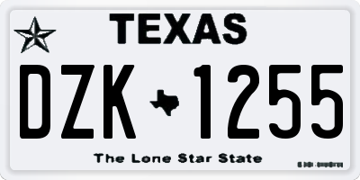 TX license plate DZK1255