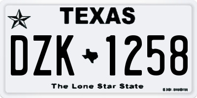 TX license plate DZK1258