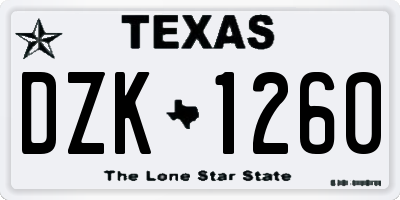 TX license plate DZK1260