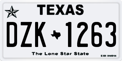 TX license plate DZK1263