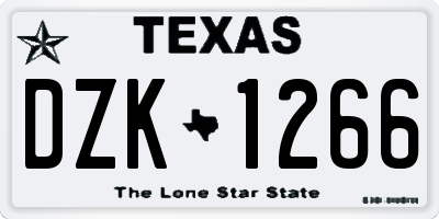 TX license plate DZK1266