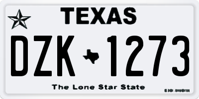 TX license plate DZK1273