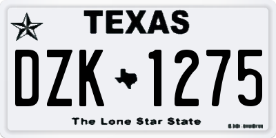 TX license plate DZK1275