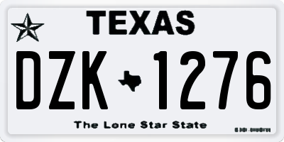 TX license plate DZK1276