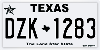 TX license plate DZK1283