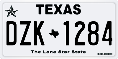 TX license plate DZK1284