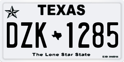 TX license plate DZK1285