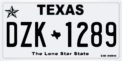 TX license plate DZK1289