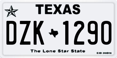 TX license plate DZK1290