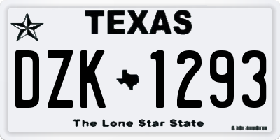 TX license plate DZK1293