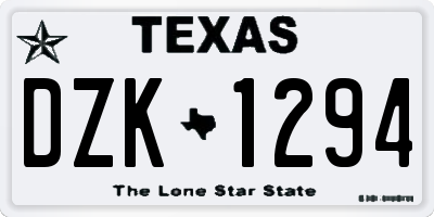 TX license plate DZK1294