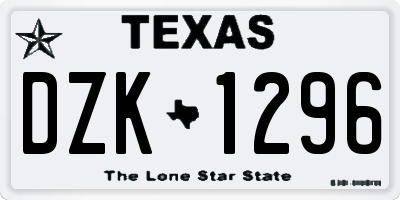 TX license plate DZK1296
