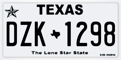 TX license plate DZK1298