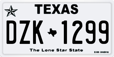 TX license plate DZK1299