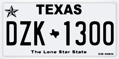 TX license plate DZK1300